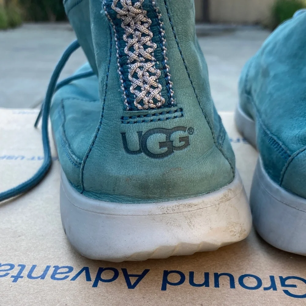 Men’s UGG green Teal Leather Ankle Boots size 14